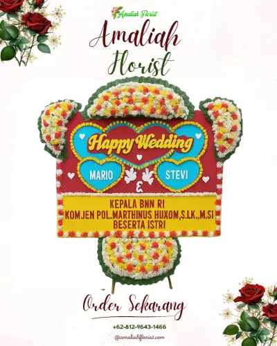 Karangan Papan Bunga Pernikahan di Medayu